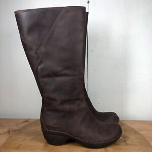 Merrell Boots Womens 7.5 Emma Tall Riding Wedge Brown Leather Casual Zip Up