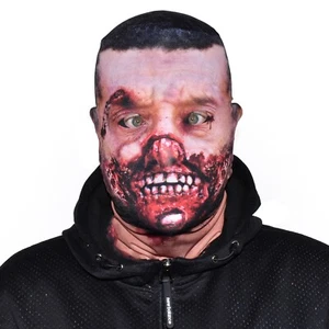 3D ROTTED ZOMBIE 3 EFFECT FABRIC FACE MASK HALLOWEEN FS160 - Picture 1 of 11
