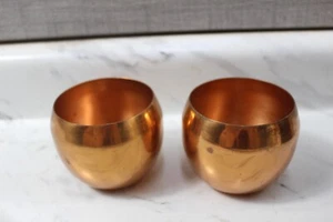 Coppercraft Guild Vintage Lot of 2 Roly-Poly copper Cups Mini Bowl Vase Retro - Picture 1 of 12