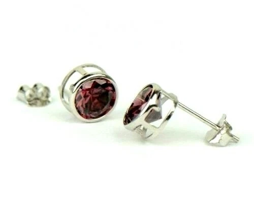 Solid 14k White Gold Bezel Cubic Zirconia Birthstone Push Back Stud Earrings - Image 1 of 1