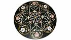 18'' Black Round Marble Dining Coffee Table Top Inlay Malachite Mosaic decor i14