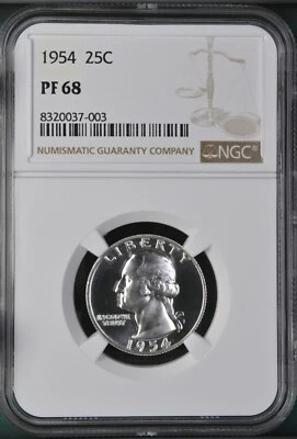 1954 Washington 25¢ NGC PF 68 - Image 1 of 2