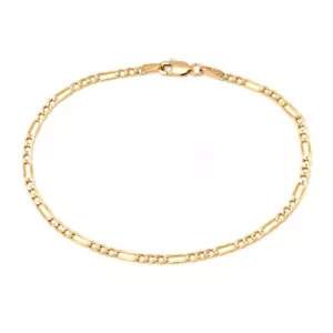 14K Yellow Gold 2.5mm Figaro Link Chain Anklet - 10" inch - ITALY 14K