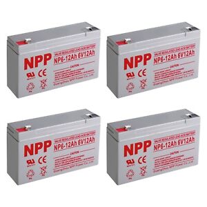 NPP 6V12Ah 6Volt Rechargeable SLA Battery Replaces NP12-6 6-FM-12 / F1 （4 Pcs）
