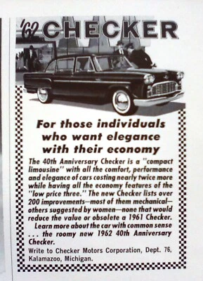 1965 Para aquellos individuos que quieren... anuncio impreso - Checker Motors Corporation Foto 1 de 2