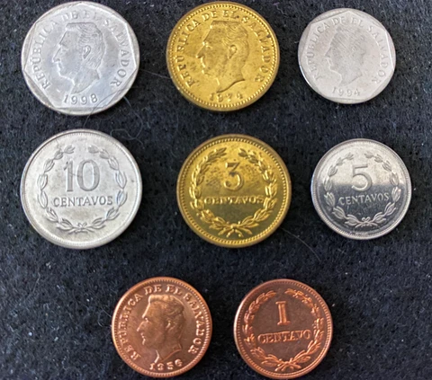 El Salvador 4 Coins Set 1, 3, 5, 10 Centavos UNC World Coins Cover