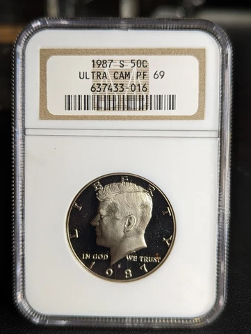 1987 S Kennedy NGC PF 69 Ultra Cameo - Old Brown Label, Rare Coin Cover
