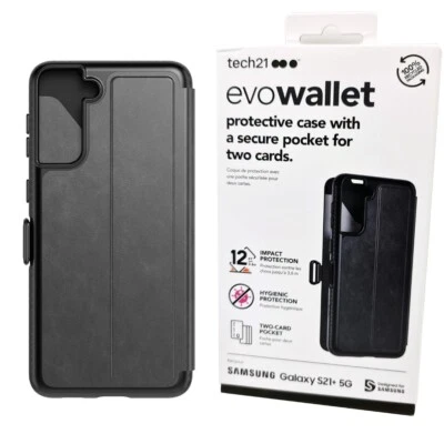 Wallet Case For Samsung Galaxy S21+ EvoWallet Cover Smokey Black by Tech21 - Image 1 of 4