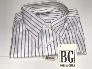 BABY GRAZIELLA New Boys WHITE w/ BLACK STRIPED DRESS SHIRT Sz: 10 RTL: $99 P774 - Picture 1 of 1