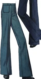 1970s Mens High Waist Pants Wide Leg Flares Style Sewing Pattern 1252 - Picture 1 of 3
