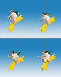 Baumbehang 4-teilig Engel auf Sternschnuppe mit Krone Höhe ca 6cm NEU Christbaum - Bild 1 von 1