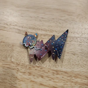 Broche Gato Artesano Mezcla Metal Cobre Pintado Modernista Caprichoso 3D En Capas - Imagen 1 de 5