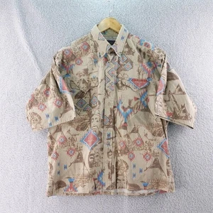 Vintage Panhandle Slim Aztec Print Short Sleeve Button Up Shirt Men's 16.5 x 36 - Picture 1 of 6