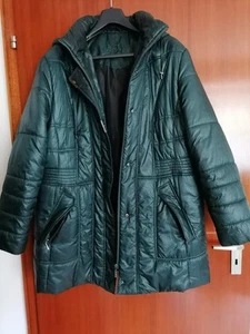 Elegante Damenjacke Herbst/Winter Größe 52 grün glänzend mit abnehmbarer Kapuze - Bild 1 von 5