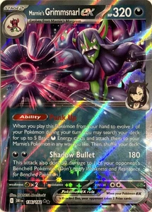 Juego de cartas coleccionables Pokémon Marnie's Grimmsnarl ex 136/182 Destined Rivals - Imagen 1 de 2