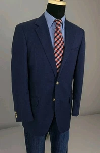 Alan Flusser Herren 40R Marineblau Blazer Sport Mantel 2 Knopf Freizeit Anzug Jacke - Bild 1 von 16