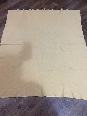 Vintage Ayers Wool Blanket Yellow 68.2x60 Made In Canada - Image 1 of 4