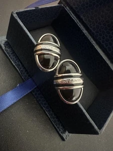 Montblanc Silver x Black Onyx Oval design Polished Finish used No Box from japan - Picture 1 of 12