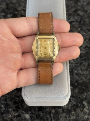 Antiguo reloj tanque estuche Art Deco 1933 ELGIN grado 485 para hombre 7J 4/0s - reparación Foto 1 de 4