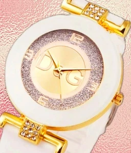 Damen Armbanduhr💫Damen Quarz Uhr Weiß Gold Strass Glitzer Damen Schmuck - Bild 1 von 9