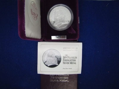 1992-P Ben Franklin Firefighters Silver Medal - Image 1 of 4