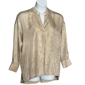 Soft Surroundings Metallic Gold Satin Tunic Top Size Large | Holiday Casual Chic - Picture 1 of 6