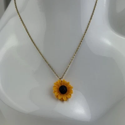 Resina Girasol Imitación Oro Cadena Colgante Dije Collar Joyería Flor Boho Hada Foto 1 de 4