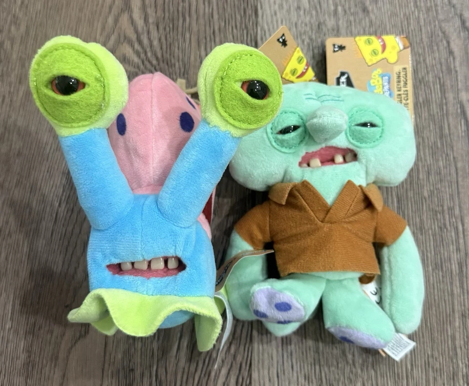 Zuru Fuggler x Spongebob Squarepants Keychain Plush set Plankton & Gary 5” - Image 1 of 1