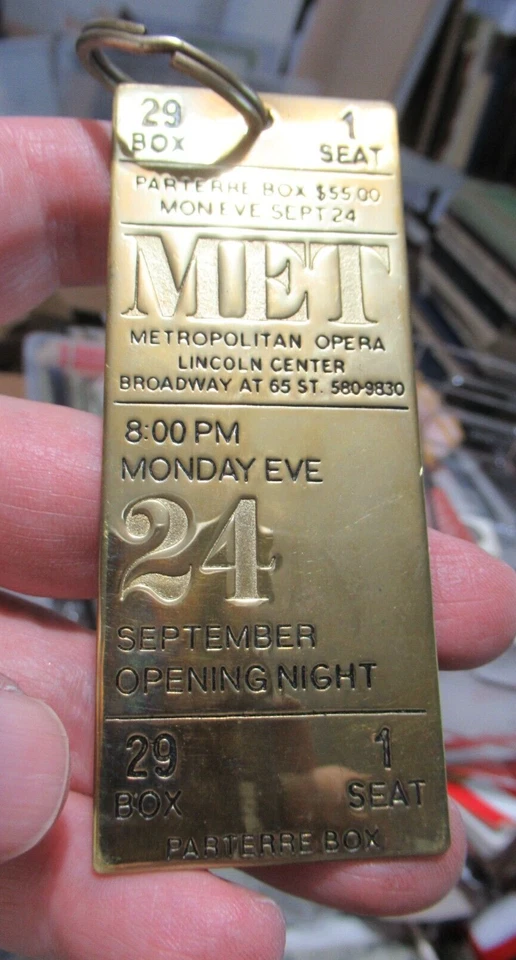 Vintage September 24, Metropolitan Opera House Opening Brass Ticket Fob, 1950's? - Image 1 of 4