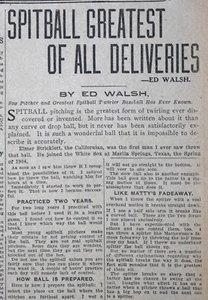 1914 Chicago Sports Page - Spitball is The Greatest of All Deliveries - Ed Walsh - Picture 1 of 2