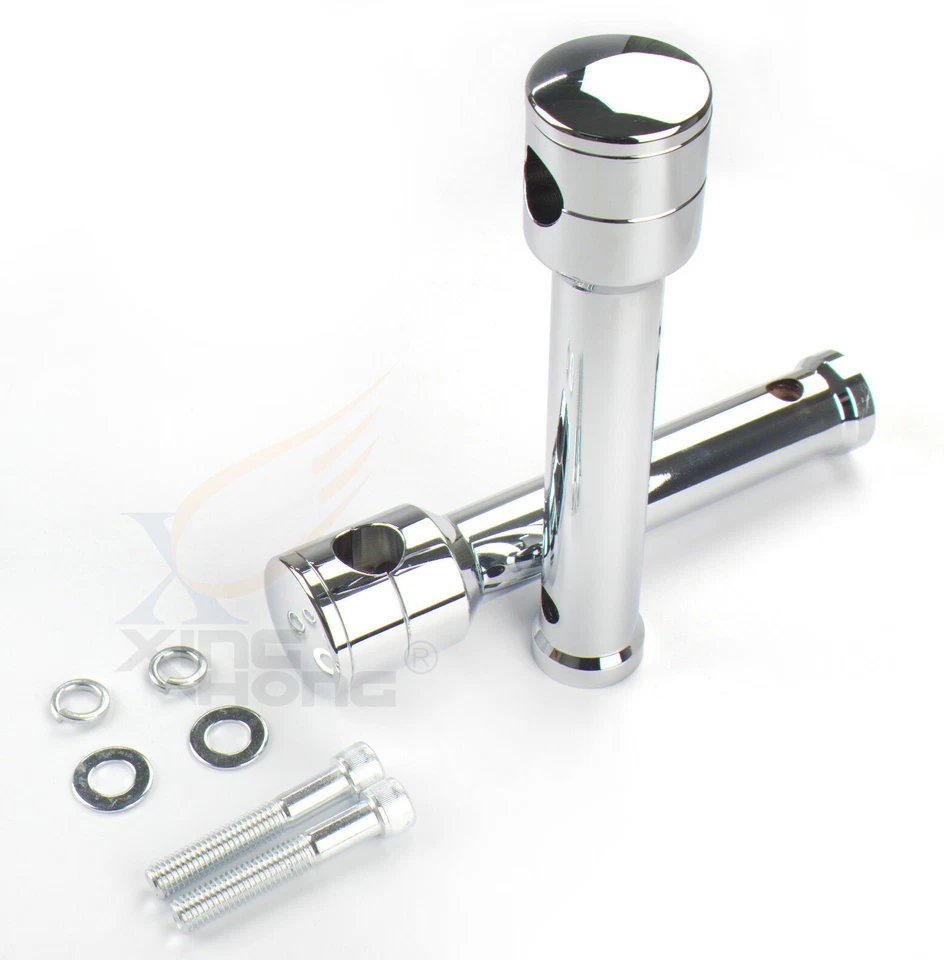 Elevadores de manillar de montaje cromado recto de 8" de elevación de 1"/25 mm para Harley Foto 1 de 4