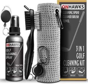 Golf Club Cleaner Kit,With 3-In-1 Club Groove Brush,Water Spray and Towel, Green - Bild 1 von 12