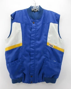 VINTAGE Fila Vest Men XL Blue Bomber Jacket Ski Coat Satin Full Zip 80s Sports - Picture 1 of 10