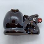 Vintage Japan Redware Elephant Holding Pipe Ashtray, 3" by 1 3/4" by 1 3/4"