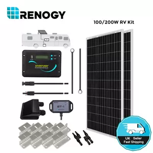 Renogy 100W 200W Mono Solar Panel RV Kit 12V w/ 30A PWM w/ LCD Charge Controller - Picture 1 of 17