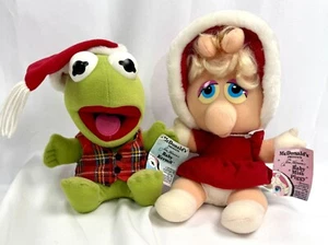 1987 Vintage Muppet Babies McDonalds Christmas Plush Miss Piggy Kermit W/Tags - Picture 1 of 12
