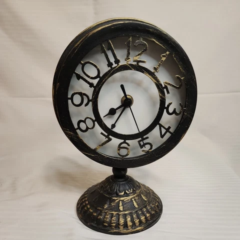 Long Deli Modern Rustic Metal table Top Clock Big Numbers Cover
