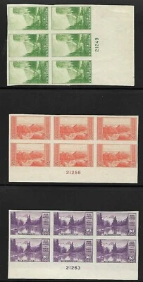 USA 1935 MLH IMPERF NO GUM NATIONAL PARKS ISSUE PLATE BLOCKS OF 6  - Image 1 of 4
