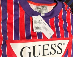 Guess U.S.A. Long Sleeve Red/Purple Striped L/S Shirt Men’s Size Medium New NWT - Picture 1 of 5