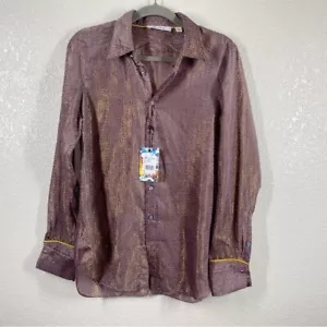 Robert Graham Damen Größe Medium Gabriela Metallic Button Down Hemd Mauve - Bild 1 von 12