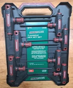 MASTERFORCE T-Handle SAE 7pc Long Reach Hex Key Set 3/32"-1/4" 244-6904 NEW - Picture 1 of 7