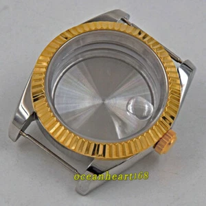 40mm sapphire glass golden bezel watch Case Fit FOR Seik NH35 NH36 movement - Picture 1 of 6
