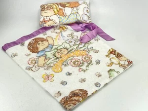 Vintage 1980's Coleco Cabbage Patch Kids Sleeping Bag Blanket Pillow Purple - Picture 1 of 9