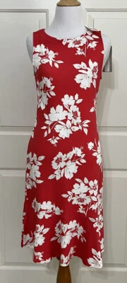 NWT Tommy Bahama size XS red white floral sleeveless A-line dress $148 - Image 1 of 4