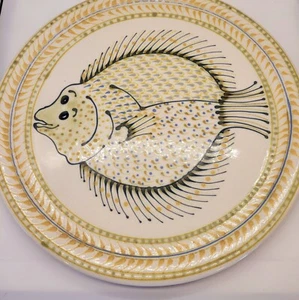 Plato cargador peces platija gres Janet Rothwoman de colección Studio Potter - Imagen 1 de 5