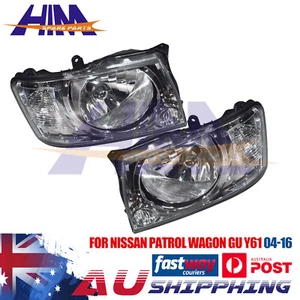 Pair Head Lights For Nissan Patrol GU Ute Y61 2004-2015 Wagon LH+RH Front Lamps - Picture 1 of 17