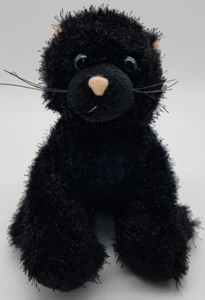 Ganz Webkinz Black Cat Plush Stuffed Animal Halloween 8" Green Eye HM135 No Code - Picture 1 of 6