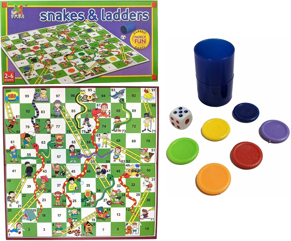 Snakes and Ladders Childrens Board Game Large 35cm x 35cm Traditional Family Fun - Image 1 of 4