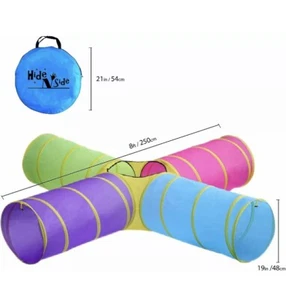 Hide N Side Kids Play Tunnels, Indoor/Outdoor Pop up Tunnel Gift for Kids! - Picture 1 of 6