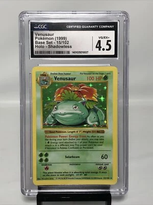 Pokémon TCG Venusaur Base Set 15/102 (CGC 4.5 VG/EX+) Holo Shadowless Rare - Image 1 of 4